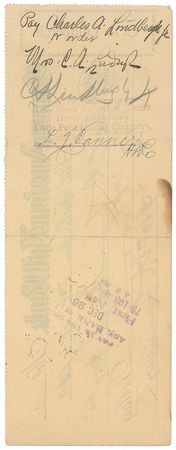 Lot #559 Charles Lindbergh: Rare check signed by Mr. and Mrs. Lindbergh - Image 1