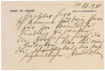 Lot #243 Sigmund Freud: Freud compliments a newly received book of poetry: ?The bombastic grandiloquence that usually characterizes youthful productions has been consistently avoided? - Image 1