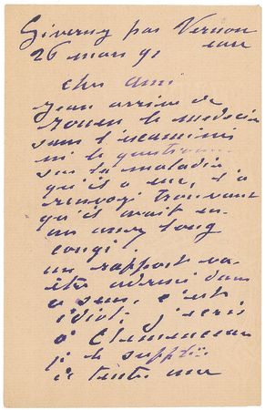 Lot #698 Claude Monet: Monet hopes for a favor from friend Georges Clemenceau on behalf of his son, just as the artist’s career begins to pay off - Image 1