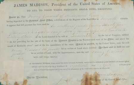 Lot #9 James Madison Signed Document