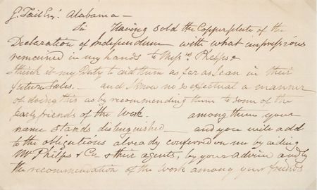 Lot #744 John Trumbull: Future plans for the selling of his Declaration portrait - Image 2