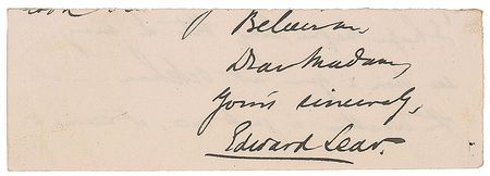 Lot #800 Edward Lear and John Everett Millais Signatures - Image 1
