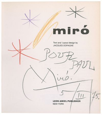 Lot #694 Joan Miro: Adorning his book with a multi-colored sketch - Image 1