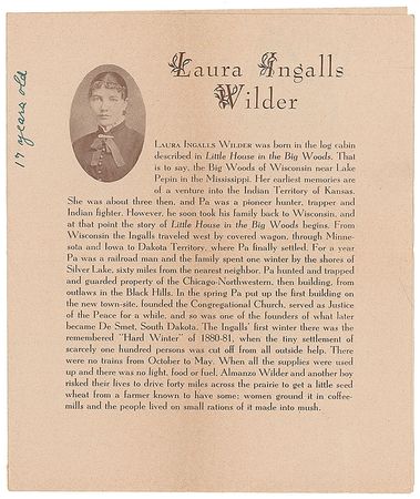 Lot #754 Laura Ingalls Wilder: Notated Little House publisher’s circular - Image 1