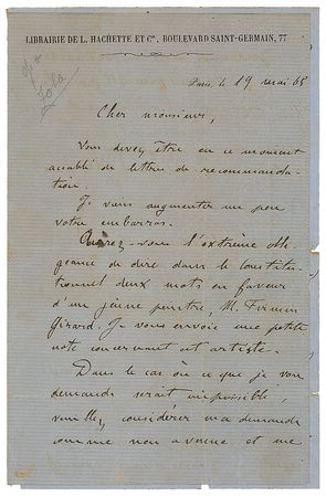 Lot #758 Emile Zola: Recommending the Parisian painter - Image 1