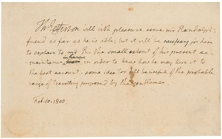 Lot #6 Thomas Jefferson: Offering a letter of