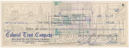 Lot #1058 Marilyn Monroe: Marilyn pays her telephone bill - Image 1