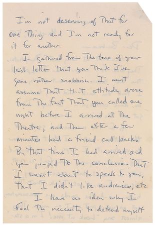 Lot #1059 Paul Newman: ?I have one basic obligation and that is to myself?to be recognized and possibly applauded only upon the merits of my performances and what I am able to create? - Image 2