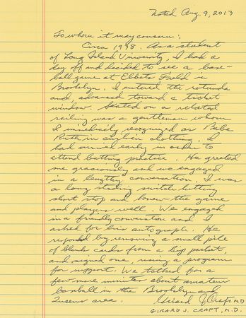 Lot #1336 Babe Ruth: Outstanding signature obtained at Ebbets Field in 1938 - Image 2