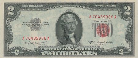Lot #484 Apollo 15: Lunar orbit $2 bill from Scott’s personal collection - Image 1