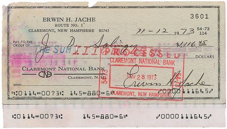 Lot #634 J. D. Salinger Check - Image 1