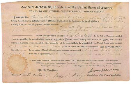 Lot #13 James Monroe Signed Document