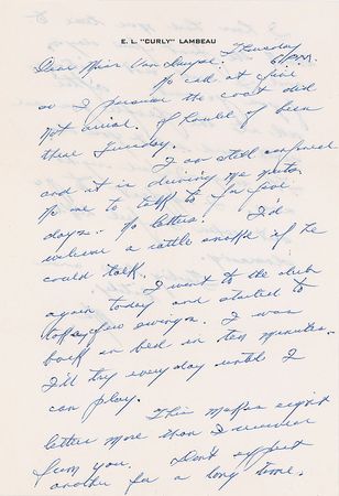 Lot #1313 Curly Lambeau: The ill Lambeau attempts to trade football for golf: “I went to the club again today and started to take a few swings. I was back in bed in ten minutes” - Image 1