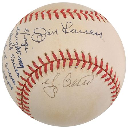 Lot #1453 Don Larsen and Yogi Berra: “Yogi caught my World Series perfect game vs Brooklyn Dodgers” - Image 1