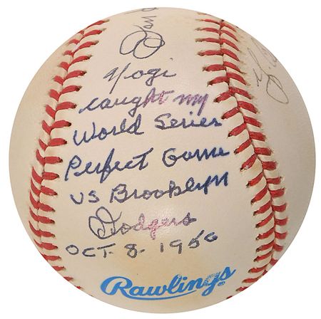 Lot #1453 Don Larsen and Yogi Berra: “Yogi caught my World Series perfect game vs Brooklyn Dodgers” - Image 2