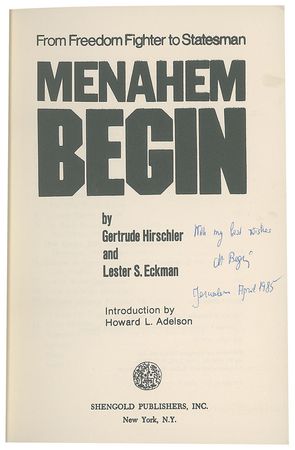 Lot #325 Menachem Begin Book - Image 1