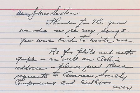 Lot #908 E. Y. Harburg Handwritten Letter Signed - Image 1