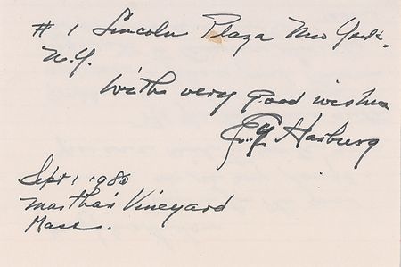 Lot #908 E. Y. Harburg Handwritten Letter Signed - Image 2