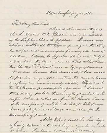 Lot #196 Jefferson Davis: ?I have withdrawn from the Senate because of the secession of Miss.i? - Image 1