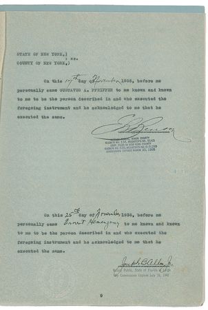 Lot #603 Ernest Hemingway: Hemingway ensures the financial security of his eldest son before departing to cover the Spanish Civil War - Image 3