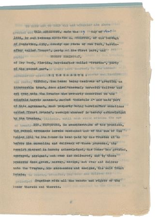 Lot #603 Ernest Hemingway: Hemingway ensures the financial security of his eldest son before departing to cover the Spanish Civil War - Image 5