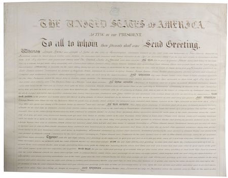 Lot #27 James K. Polk and James Buchanan: One-of-a-kind document transferring ownership of the original Philadelphia Custom House - Image 3