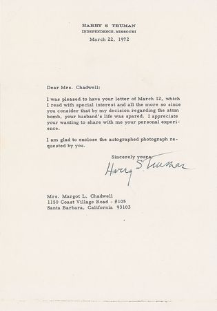 Lot #102 Harry S. Truman: 
