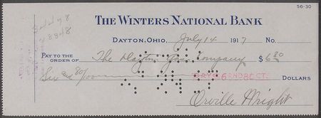 Lot #534 Orville Wright: Beautifully presented check and original Wright Flyer fabric - Image 2