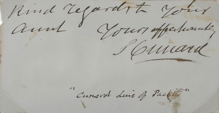 Lot #191 Samuel Cunard: Rare signature of the Cunard Line founder - Image 2