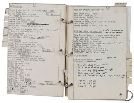 Lot #477 Apollo 09: Unique and heavily-notated EVA checklist from the critical spacewalk used to test the new Apollo spacesuit - Image 9