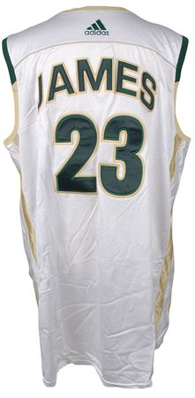 Lot #1366 LeBron James: Game-used jersey designed for the Pangos Dream Classic during James’s senior year - Image 1
