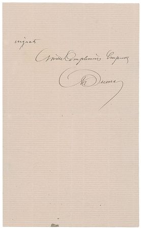 Lot #595 Alexandre Dumas, pere: The founder of The Musketeer laments the daily grind: ?Two-hundred lines aren?t a great deal but when you have to write them every day it?s like having to roll the Boulder of Sisyphus? - Image 3