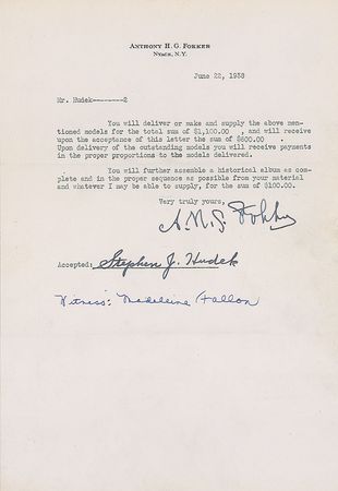 Lot #552 Anthony Fokker: The noted aircraft inventor orders a slew of airplane models - Image 2