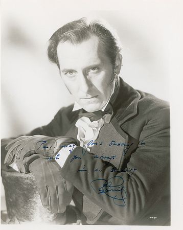 Lot #1138 Peter Cushing Signed Photograph and Signed Note - Image 1