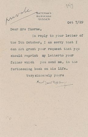 Lot #609 Rudyard Kipling Typed Letter Signed - Image 1