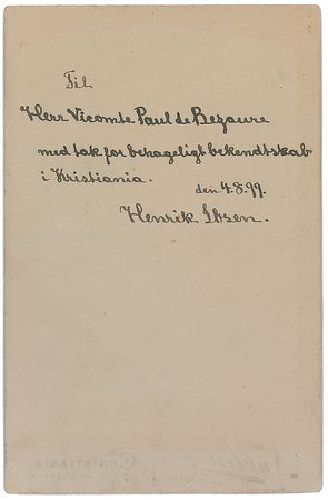 Lot #605 Henrik Ibsen: Cabinet portrait of the immensely influential playwright - Image 1