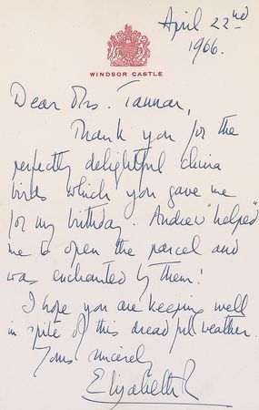 Lot #295 Queen Elizabeth II: The Queen mentions Prince Andrew in a rare thank-you letter - Image 1
