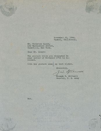 Lot #463 Joseph Stilwell Typed Letter Signed - Image 1