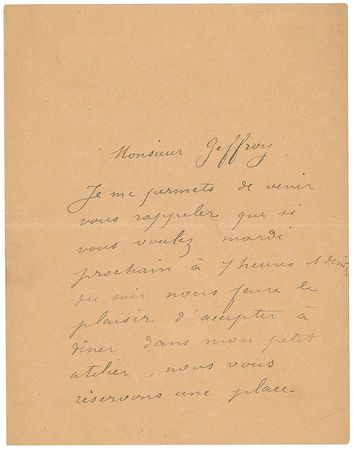 Lot #500 Camille Claudel: A bold invitation to a prominent art critic - Image 1