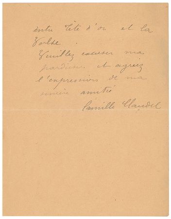 Lot #500 Camille Claudel: A bold invitation to a prominent art critic - Image 2