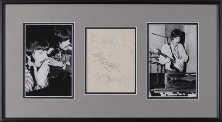 Lot #650 Beatles: McCartney, Harrison, and Starr: Scarce 1968 signatures of Paul, George, and Ringo - Image 1