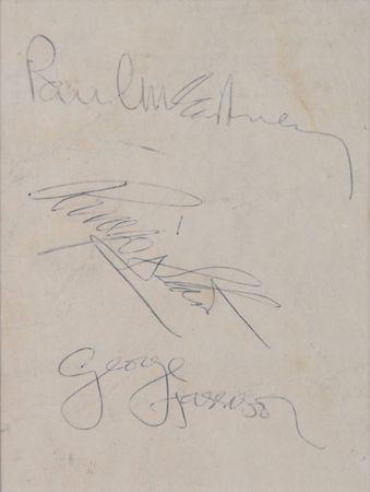 Lot #650 Beatles: McCartney, Harrison, and Starr: Scarce 1968 signatures of Paul, George, and Ringo - Image 2