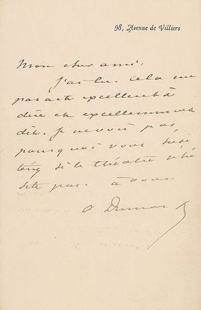 Lot #511 Alexandre Dumas, fils Handwritten Letters Signed - Image 8