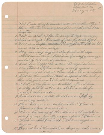 Lot #663 Eddie Cochran: Cochran’s science homework on glaciers and volcanoes - Image 1