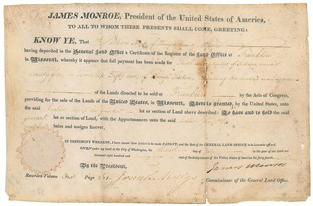 Lot #9 James Monroe Signed Document