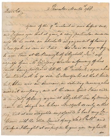 Lot #178 Declaration of Independence: Richard Stockton: Incredibly scarce handwritten letter from the New Jersey signer - Image 1