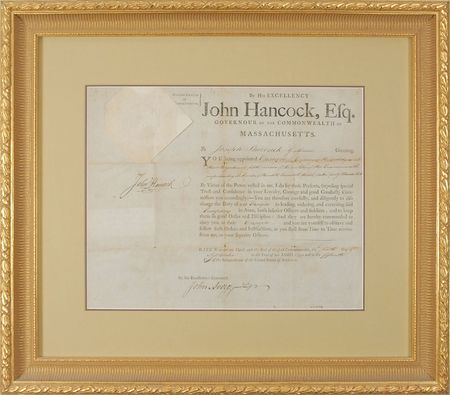 Lot #201 John Hancock: Hancock appoints a Massachusetts militiaman - Image 1