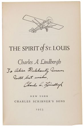 Lot #427 Charles Lindbergh: Presenting a copy of the story of his historic trans-Atlantic flight - Image 1