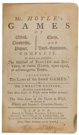 Lot #529 Edmond Hoyle: Uncommon book by the influential card game rulemaker - Image 1