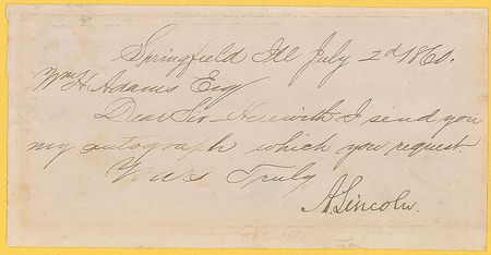 Lot #22 Abraham Lincoln: Monitoring the